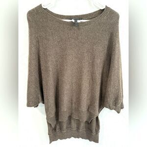 BCBGMaxazria brown poncho style short sleeve wool sweater, size XXS